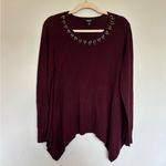 Simply Vera, Vera Wang Simply Vera Vera Wang Burgundy Sweater with Silver Accents Photo 2