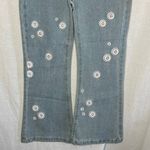 Light Blue Flare Jeans Daisy Flower Pattern NWT Small Size 26 Flat Front Photo 2