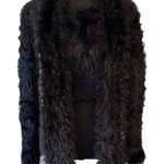 Forever 21 Size Small Black Faux Fur Cropped Sweater Cozy Plush Top + Free Scarf Photo 0