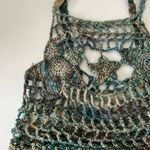 Crochet Knit Star Pattern Crop Tank Top Swim Cover Multicolor Blue Yelllow Size XS Photo 2