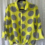 Multiples In The Round Geometric Front Gather Bell Sleeve Button Down Shirt S Photo 1