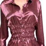 ReneeLamor Women long sleeve button up rose polyester shirt XL Purple Photo 2