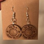 Handmade NWT  Wood Carved and Engraved 12 GA USA Earrings Photo 4