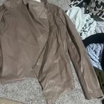 BB Dakota  Taupe Faux Leather Moto Jacket EUC Women's Small Photo 2