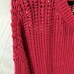 American Eagle : Raspberry Open-Knit Sweater- Granny style- long, baggy-size M Photo 2
