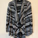 Faded Glory Striped Open Front Cardigan Sweater Black Gray White – Size Large Photo 8