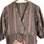 Free People People Free Loveland Metallic Striped Jumpsuit Wool Blend Brown Bohemian Boho XS Photo 4