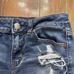 American Eagle Women's Blue Distressed Super Stretch Midi Jean Shorts Size 4 Photo 1