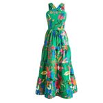 J Crew Factory Tall Printed Tiered Halter Midi Dress Bright Clover Multi 12 NWT Green Photo 1