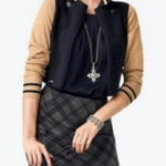 CAbi 3703 Varsity Turn Back Navy & Khaki Cardigan Sweater Size Small Photo 0