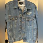 Denim Jacket Oversized Western Cowboy / Cowgirl Longhorn Hauler Jacket Cotton Blue Photo 7