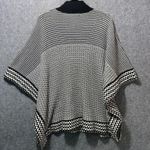 Liz Claiborne Black White Knit Poncho Sweater S/M Geometric Pattern Mock Neck Photo 5