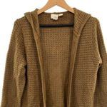 Olive Street Women’s Hooded Fringe Waffle Knit Cardigan Sweater Brown Size M Photo 1