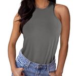 Sleeveless Workout Tank Top Racerback Summer Slim Fitted Casual Basic Cami Grey Gray Photo 0