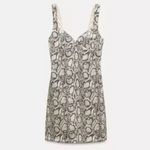 ZARA ‎ Animal Print Snakeskin Faux Suede Mini Dress Black & Ecru Size Medium Photo 2