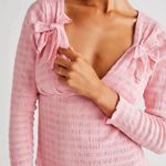 Free People Palina Long Sleeve Smocked Bow Details Mini Dress Rose Pink Size XS Photo 3