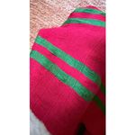 Handwoven Guatemala Scarf IXCACAO Artisan Cotton Pink Green Fringe Antigua Red Photo 3