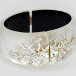 Alexis Bittar Alexis Bitter Handcarved Lucite and Crystal Hinged Statement Bangle Cuff Silver Photo 0