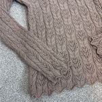 CHAPS  NWT Tan Brown Crocheted Peekabo Granola Earthy Long Sleeve Top Photo 4