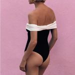 ZARA  NWT white & black off shoulder gold appliqué detail stretchy bodysuit Photo 3