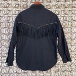 Vintage 90s fringed beaded black southwestern cowgirl western shirt Size M Photo 5