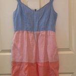 Cynthia Rowley Pink and Blue Tiered Linen Dress. Size-Medium Photo 0