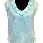 Talbots Tiffany Blue Ruffled Top Photo 0