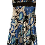 Trisesci Juniors Dress Size 13 Blue Strapless Paisley Satin Taffeta Halter Strap Photo 0