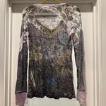 Vintage 90s Sheer Floral Rhinestone Long Sleeve Top Size L Purple Size L Photo 2