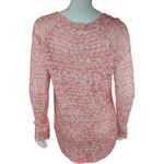 Cloud Chaser Size Large Pink White Open Knit Floral Lace Long Sleeve Sweater Photo 7