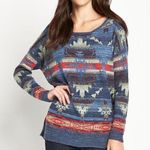 Denim & Supply Ralph Lauren Blue Aztec Scoop Neck Top Sweater Sz M Photo 0