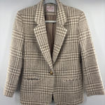 Pendleton  Women's Blazer 70s Womens's Size 6 Petite 100% Wool Tan Plaid Vintage Photo 0