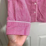 Ralph Lauren Lauren  Pink and white Pajama Button Down top with blue | size small Photo 8