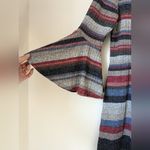 J. Rose Meoimi Knit Dress Flared Trumpet Sleeve Stripes Boho Sz 8P EUC Green Photo 2