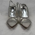 Nine West  Slingback Heels Rhinestone Pointed Toe Stiletto Silver‎ 10.5M Photo 1