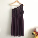 David's Bridal Short One Shoulder Corded Lace Dress Plum Womens Size 6 F… Photo 1