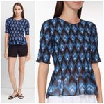 Club Monaco Luceenie Abstract-Print Ruched Peplum Top Photo 2