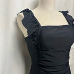 Charmo Women’s Ruffle One Piece Bathing Suit Black Tie Back Ruched Medium NWT Photo 4