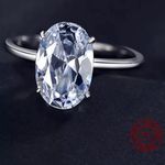 SIZE 5 925 Sterling Silver Oval Clear Zirconia 3CT Engagement Ring Photo 1