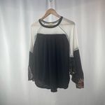 Free People We The Free Friday Fever Mixed Media Top in Black Size Small Photo 1