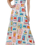 Womens Beach Getaway Square Neck Maxi Dress in Multi, Size L​​ White Size L Photo 0