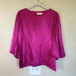 Nation Ltd  Women Large Donna Bell‎ Sleeve Satin Top Boho Crewneck Oversized Photo 2