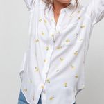 Rails  Rocsi Citron White Lemon Print Rayon Blouse Size Medium Photo 0