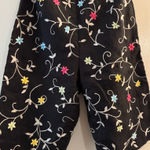 Talbots Vintage Irish Linen Black With Floral Embroidered Jorts Lined Bloomers Photo 0