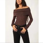 Free People brown snow bunny off the shoulder top M Photo 2