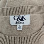 C&K Designs Taupe Lace Detail Crewneck Sweater Size XL Brown Photo 4