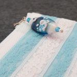 Set of 2 Blue Lace Stripe Zippered Clutch Makeup Bag Travel Kit NEW with tags White Photo 3