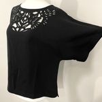 Rachel Roy RACHEL  Laser Cut Floral Birds Top Dolman Sleeve Blouse Black Size XS Photo 4