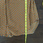 Truth by Republic Orange, Black, Green and White Button Down Cap Sleeve Top Orange Size M Photo 6