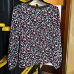 SheIn Floral Print Lace Trim V-neck Blouse Black Red Blue Green Size Small Photo 12